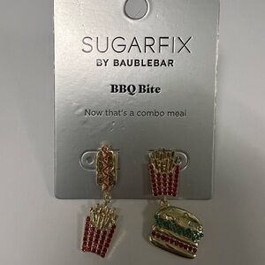 SUGARFIX by BaubleBar Summer Barbque Hotdog Fries Burger Red Gold Earrings::NWT
